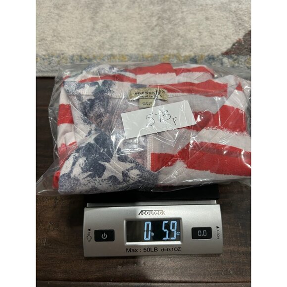 OneWorld American Flag Cold Shoulder Top Red White Striped Blue Stars Sz XL - Picture 11 of 11